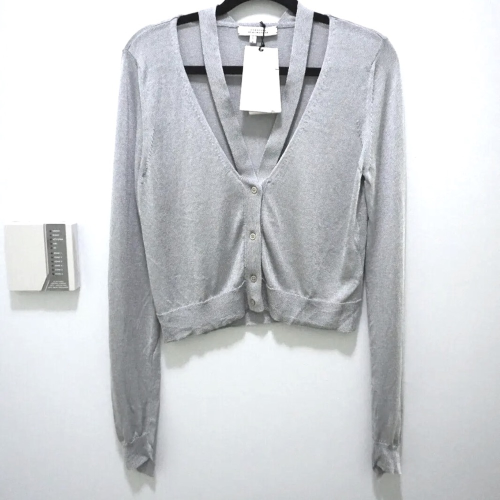 Dorothee Schumacher Womens Silver Gray Cardigan Cutout Bergdorf Goodman Size 2